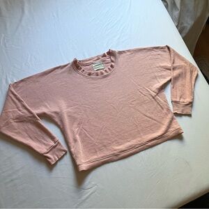 ALIYA WANEK pink knit terry boxy long sleeve pullover sweater